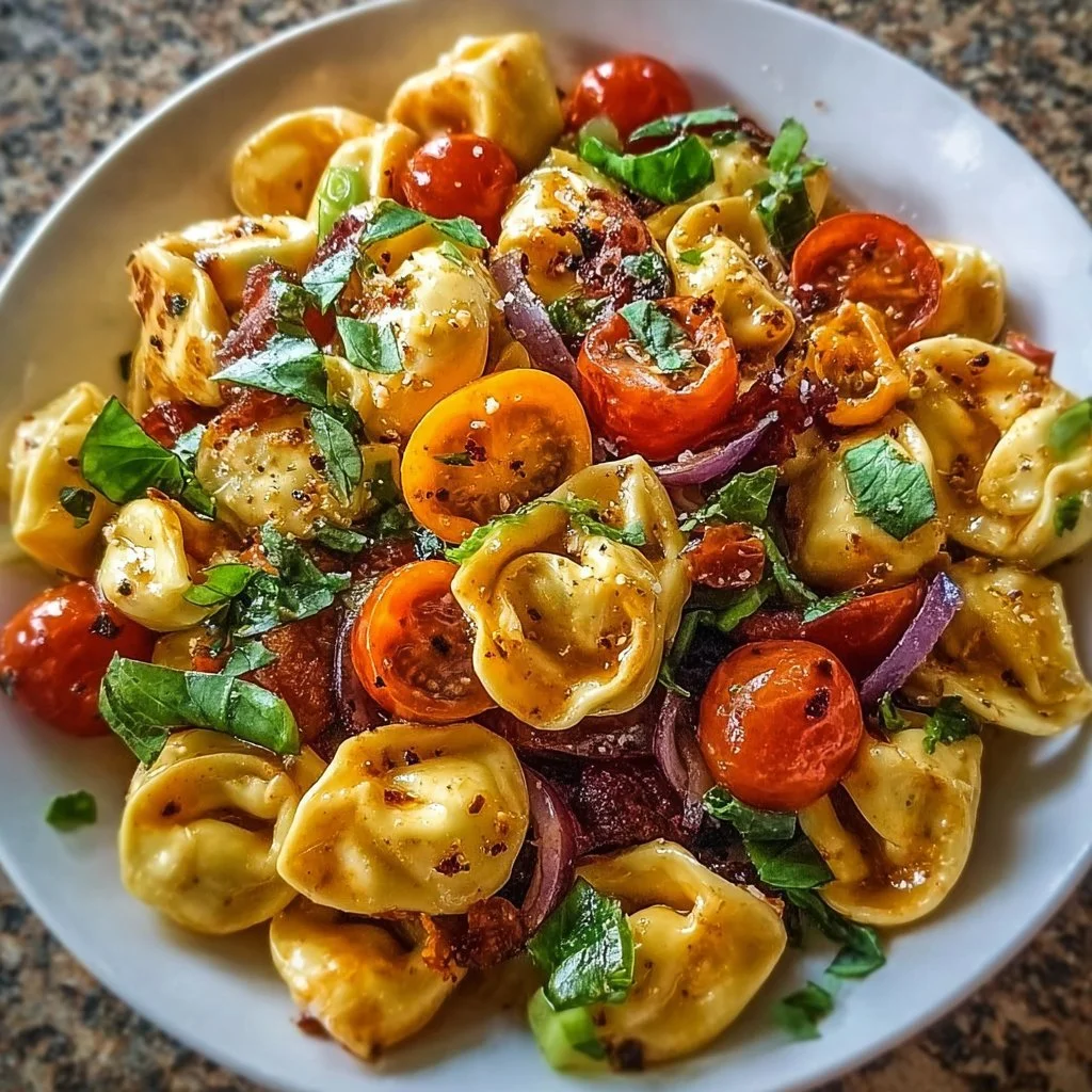 Würziger Süß-Honig Tortellini-Nudelsalat mit frischen Zutaten