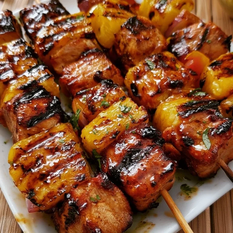 Ananas BBQ Schweinefleisch Spieße Kebab auf einem Grill