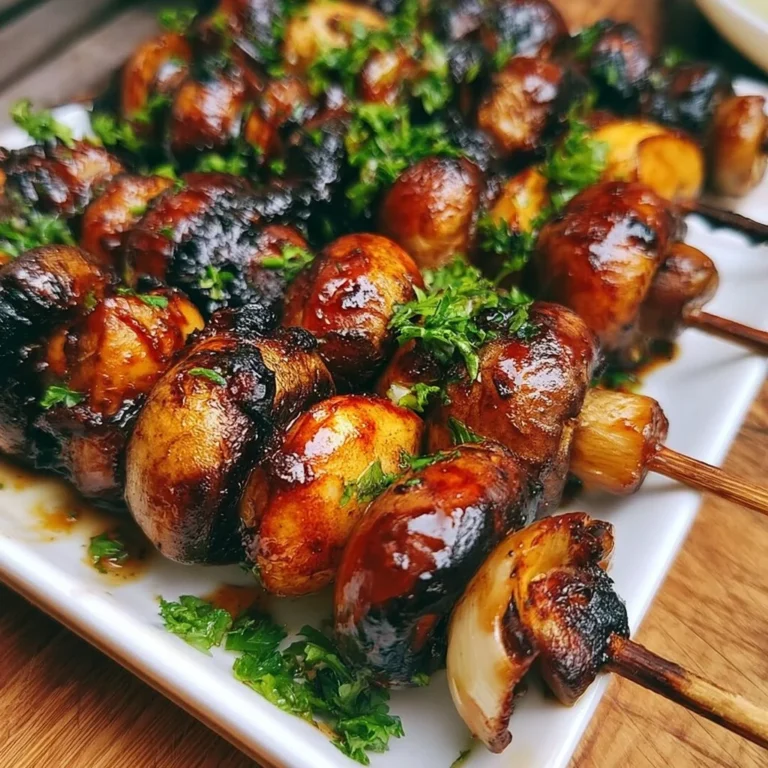 Leckere Champignon Spieße auf dem Grill, ideal für Snacks und Partys