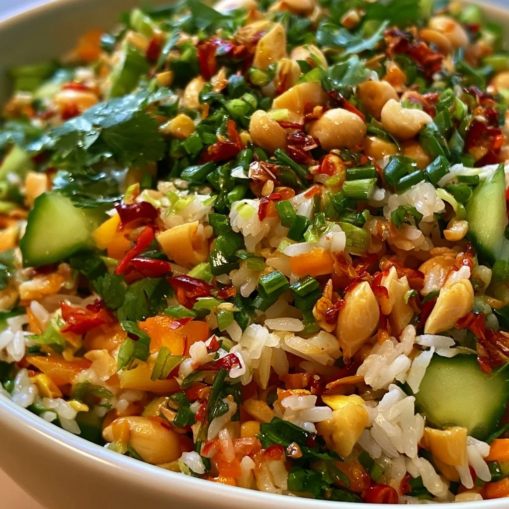 Crispy Peanut Chili Rice Salad