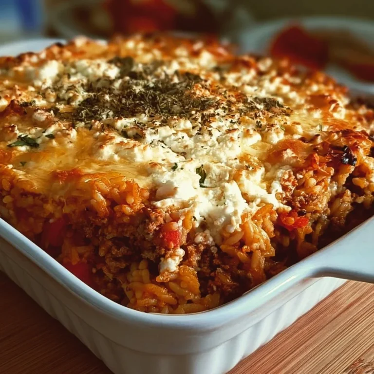 Griechischer Kritharaki-Hackauflauf mit Feta aus dem Ofen