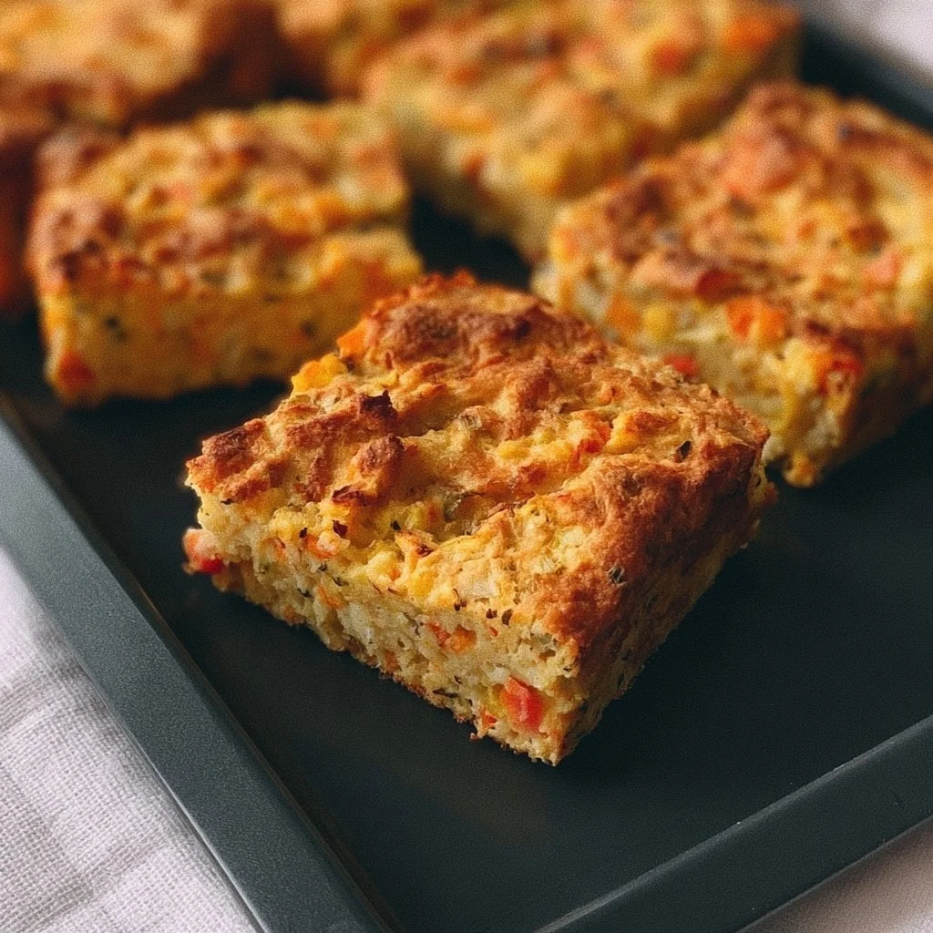 Leckerer Gemüsekuchen vom Blech, frisch aus dem Ofen, mit buntem Gemüse