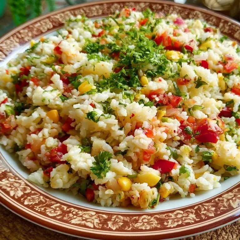 Ein einfacher Reissalat mit frischem Gemüse und Kräutern.