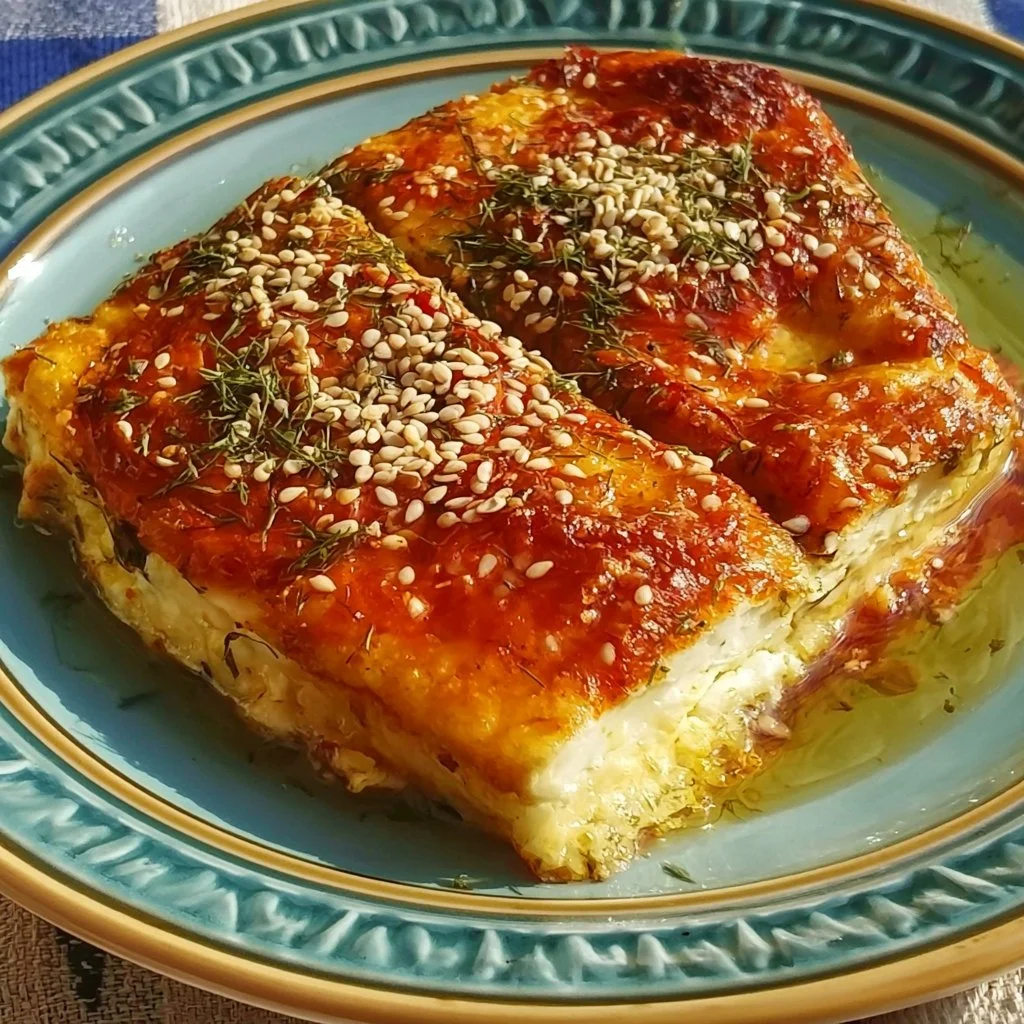 Feta Saganaki - gebratener Feta-Käse serviert mit Zitrone und Kräutern