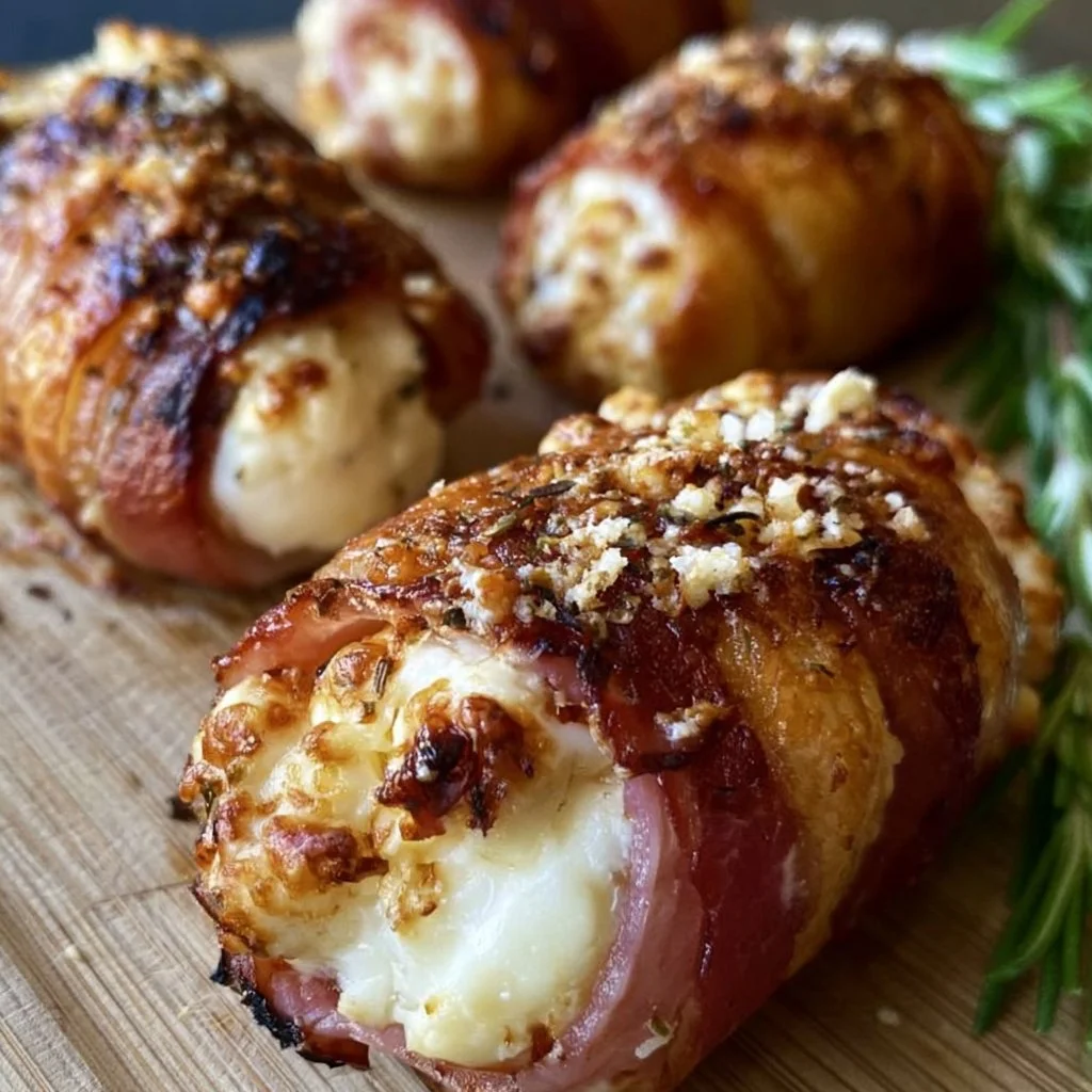 Gegrillte Feta-Schinkenröllchen