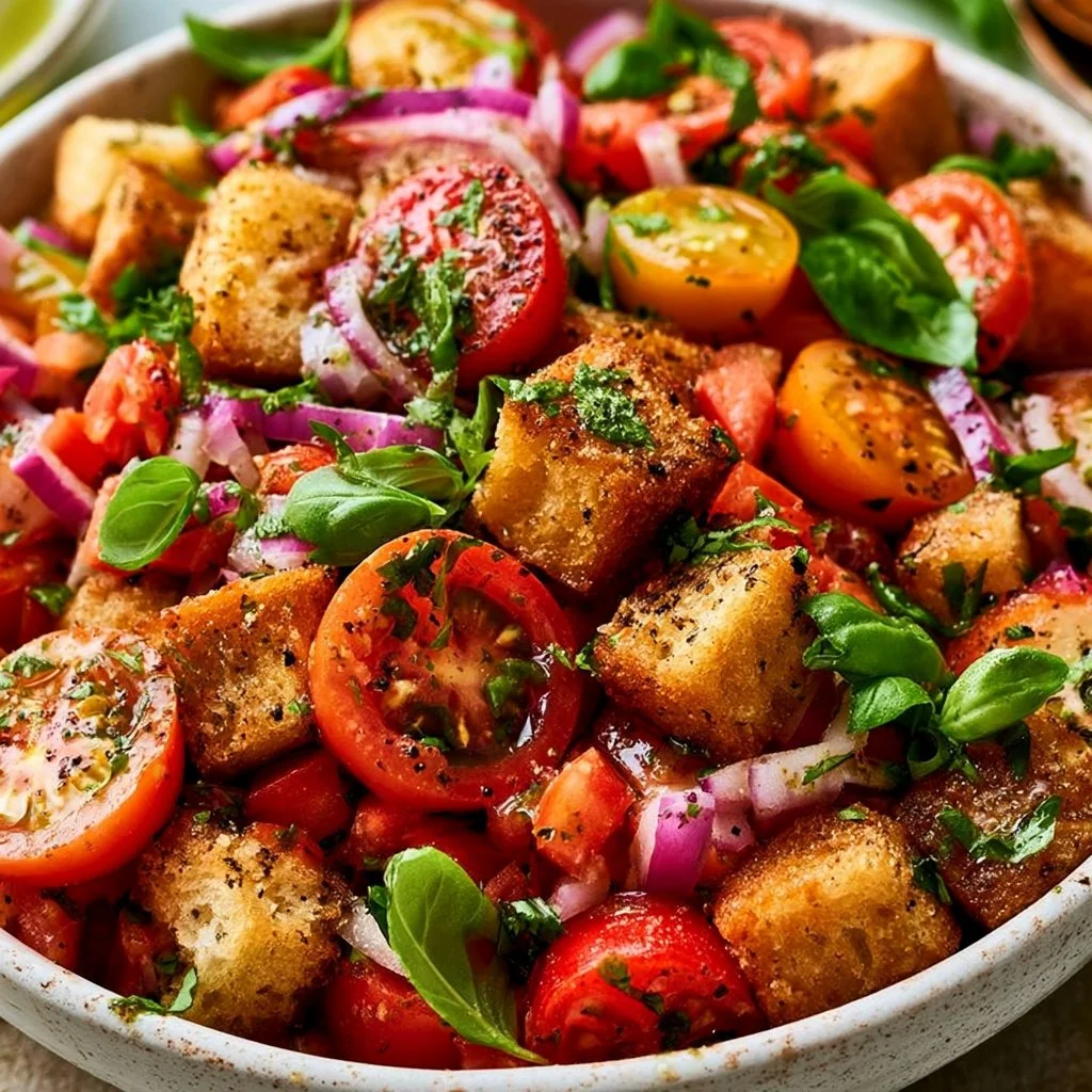 Italienischer Brotsalat – Panzanella mit Tomaten
