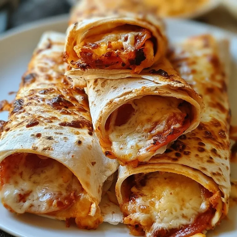 Leckere Käse-Pizza-Wraps auf einem Teller angerichtet