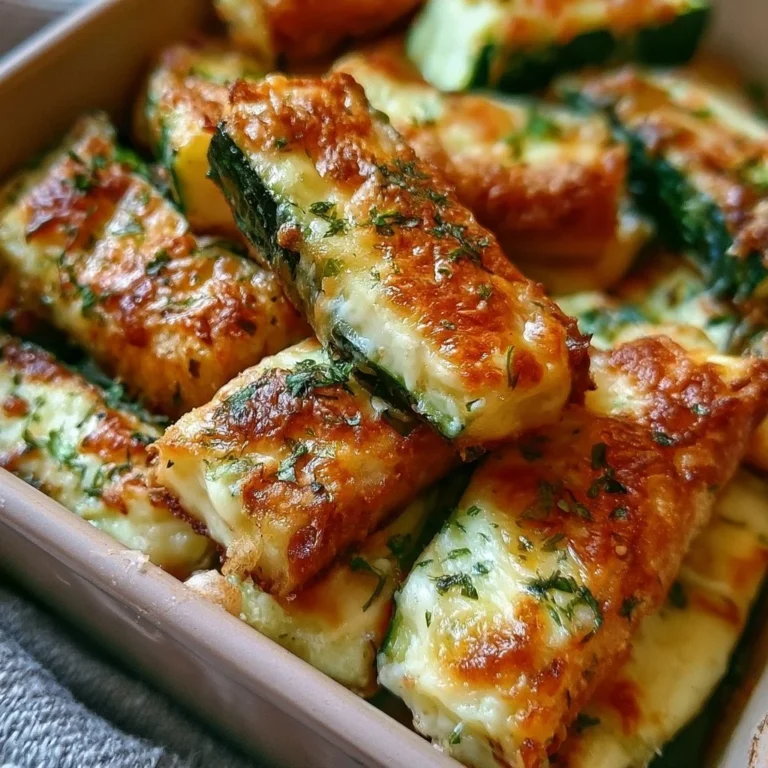Käse-Zucchini-Stangen frisch aus dem Ofen, knusprig und appetitlich angerichtet.