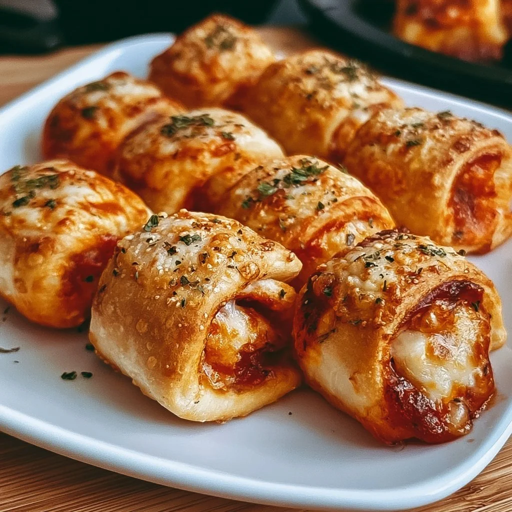 Knusprige Air Fryer Pizza Rollen auf einem Teller serviert