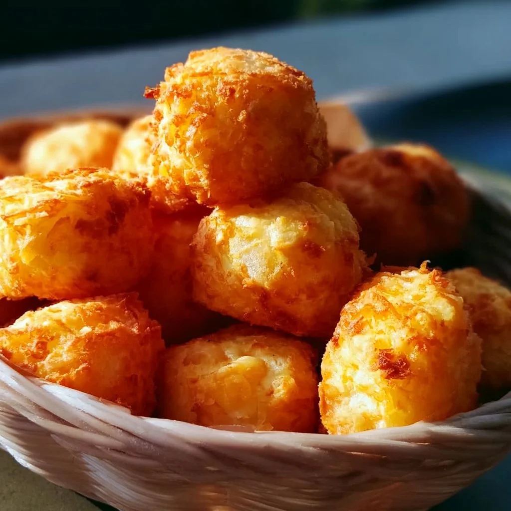 Knusprige Käse Puff Snacks in einer Schüssel auf einem Holztablett