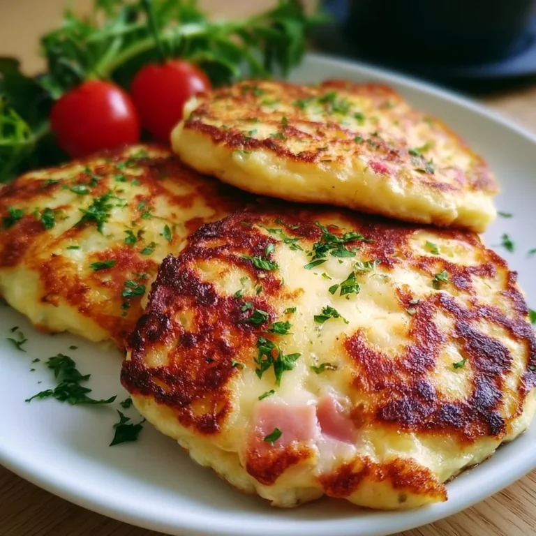 Leckere Low Carb Schinken-Mozzarella-Pfannkuchen auf einem Teller serviert