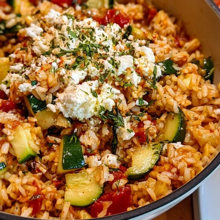 Mediterrane Zucchini-Reis-Pfanne mit frischem Gemüse und Gewürzen