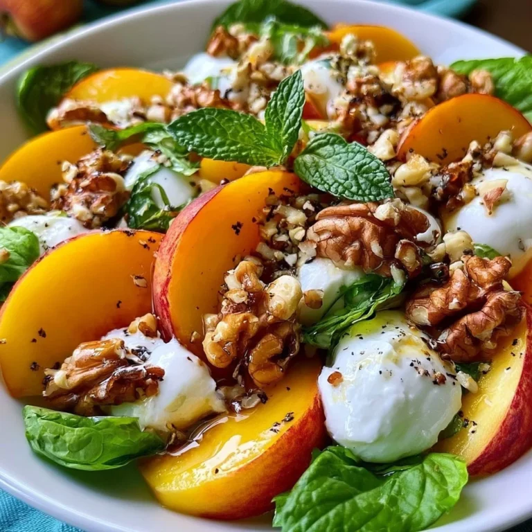Millionärs-Pfirsichsalat mit frischen Pfirsichen und abwechslungsreichen Zutaten