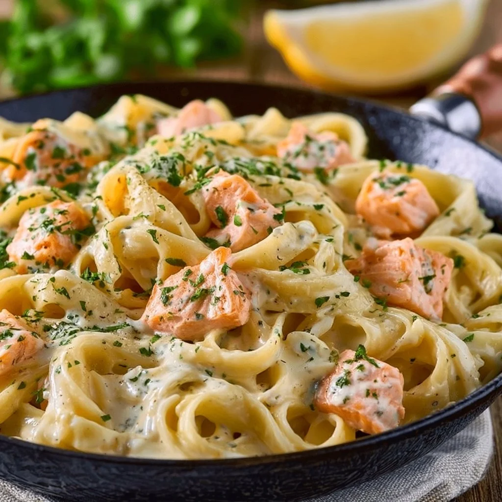 Pasta with salmon and cream sauce