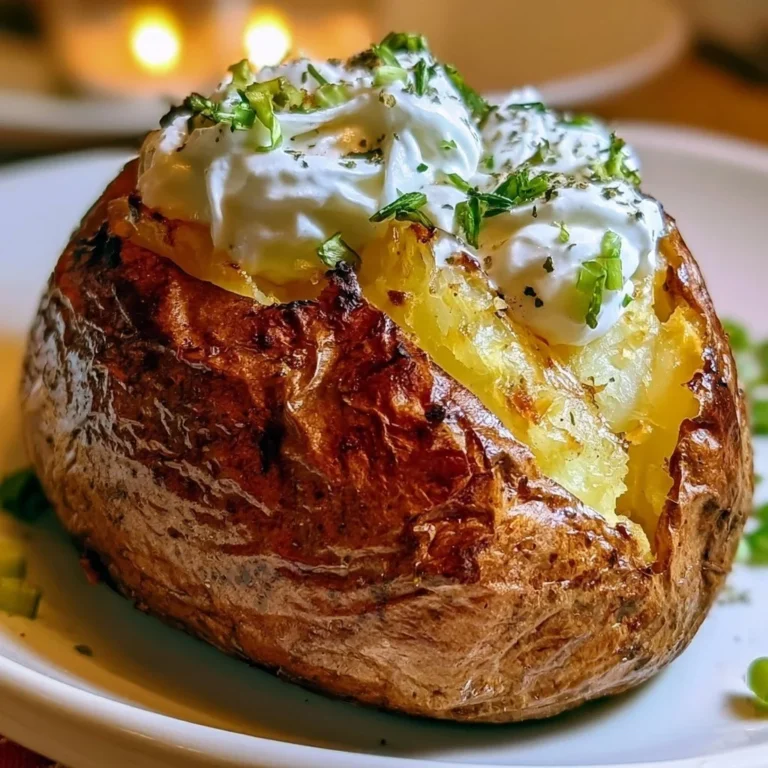 Perfekte Airfryer Ofenkartoffel, knusprig außen und zart innen zubereitet.