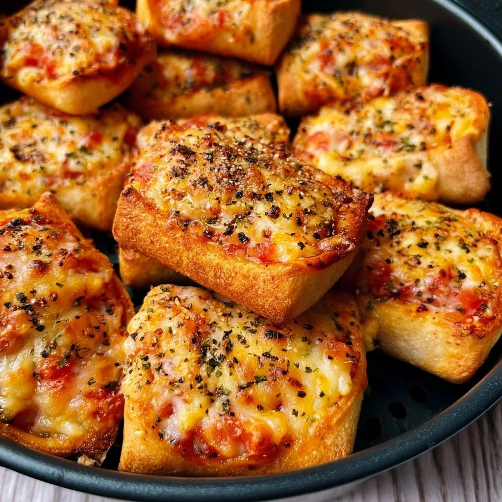 Knusprige Pizzabrötchen aus dem Airfryer, schnell und lecker zubereitet.