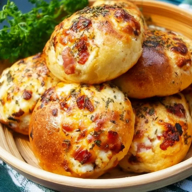 Pizzabrötchen mit Quark auf einem Teller serviert