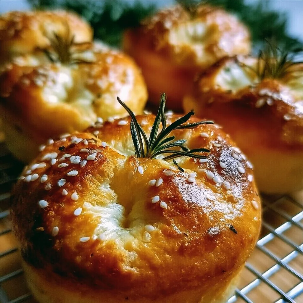 Köstliche Rosmarin-Knoblauch-Focaccia-Muffins aus dem Ofen