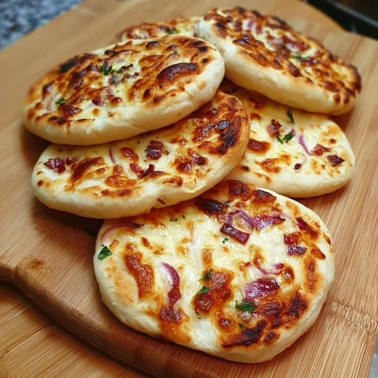 Schnelle Flammkuchen Brötchen aus dem AirFryer, appetitlich angerichtet.