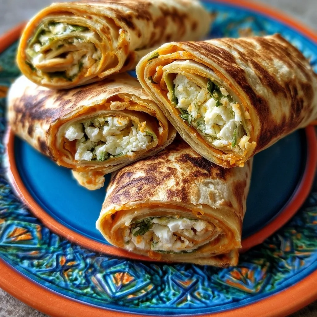 Tortilla Rolls gefüllt mit Feta und frischem Gemüse