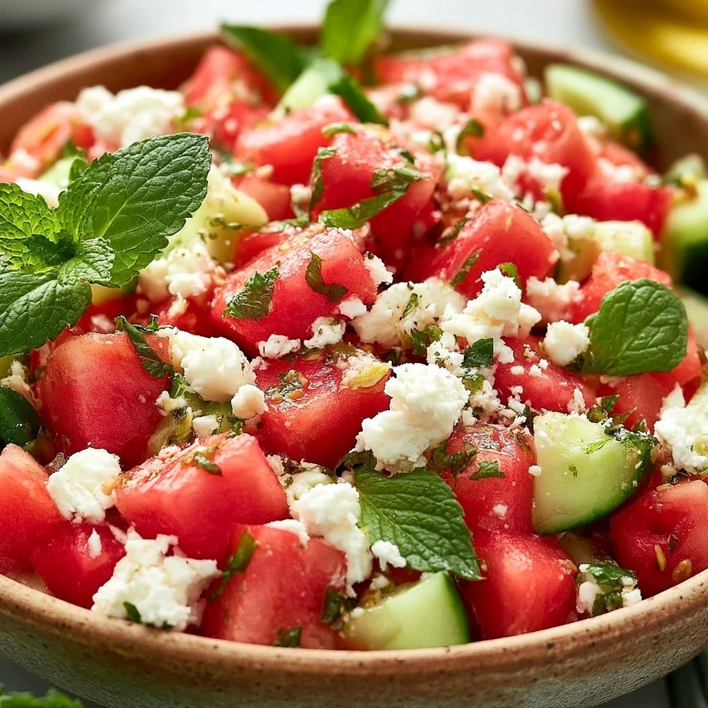 Wassermelonen-Feta-Salat mit Minze
