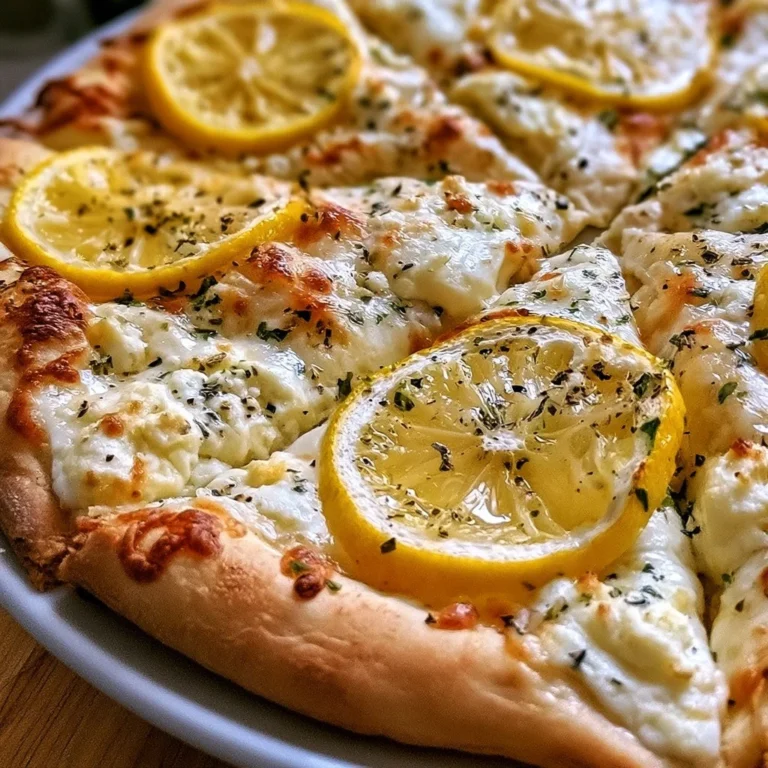 Zitronenpizza mit Ricotta und Mozzarella, frisch zubereitet