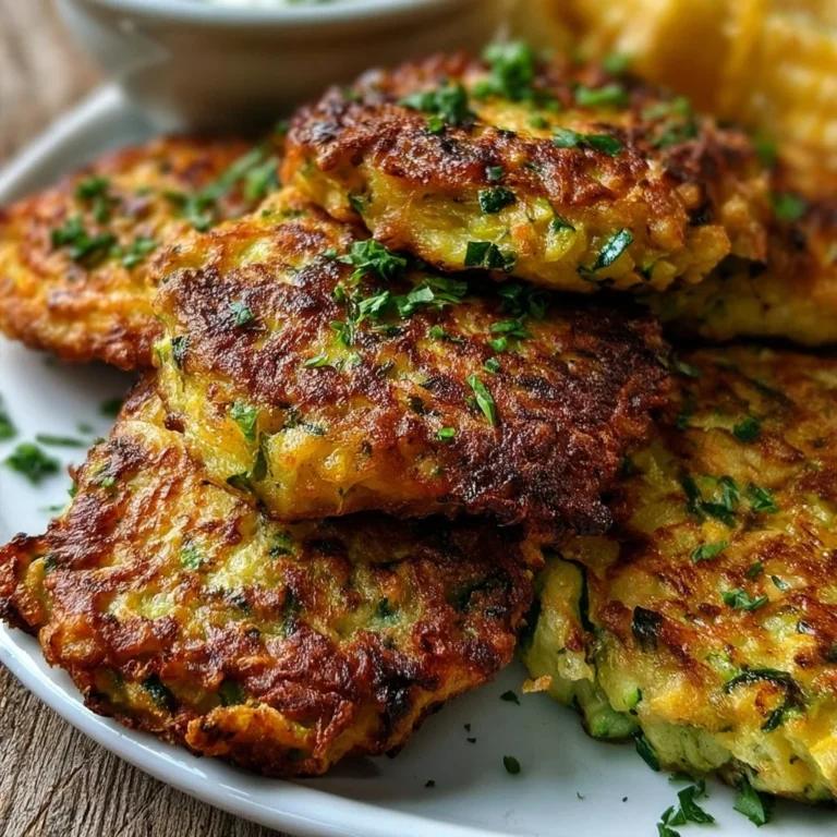 Leckere Zucchini-Puffer auf einem Teller, ideal für die vegetarische Küche.