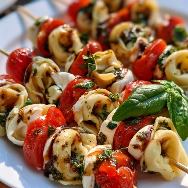 Caprese-Tortellini-Spieße mit frischen Tomaten und Basilikum