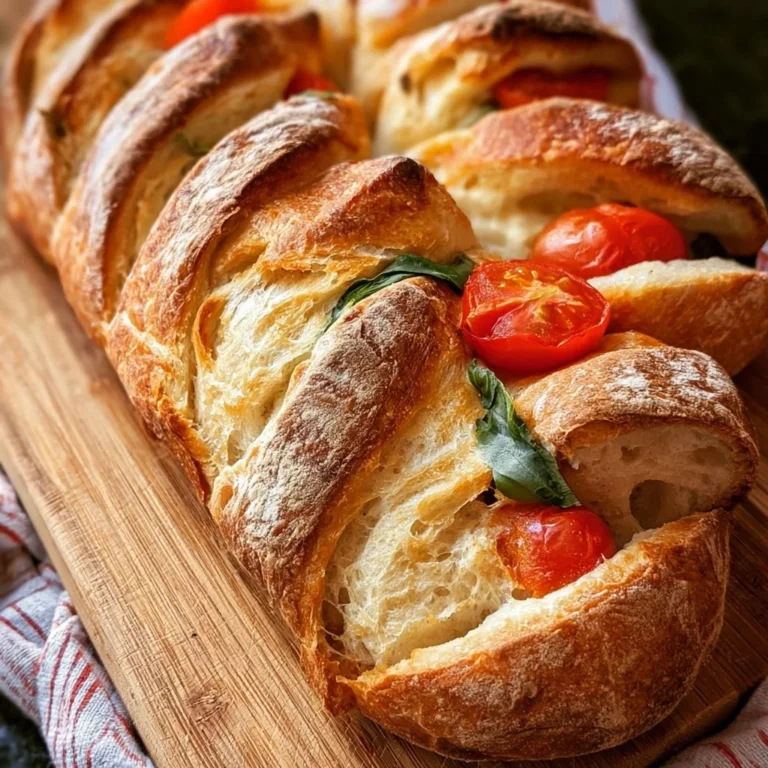Schnell zubereitetes Fächerbaguette auf einem Holzbrett