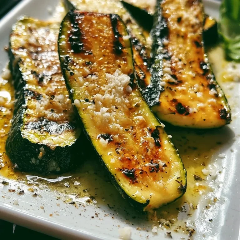 Gegrillte Zucchini mit Parmesan auf einem Teller serviert