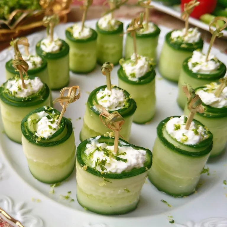 Gurkenröllchen mit Frischkäse als leckeres Fingerfood