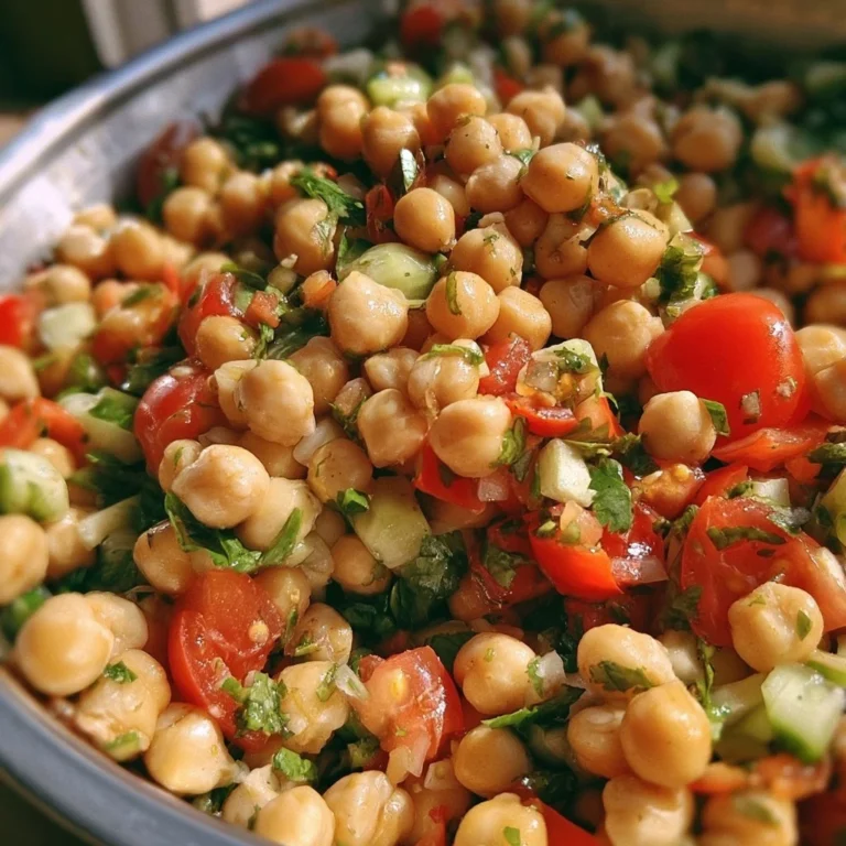 Frischer Kicherbsensalat mit Gemüse und Dressing