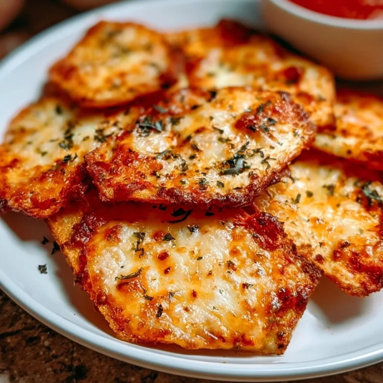 Knusprige Air Fryer Pizza Chips mit Mozzarella aus dem Heißluftfryer.