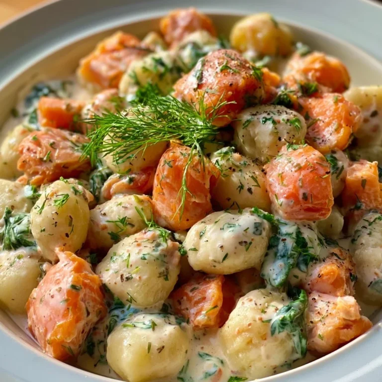 Leckere Lachs-Gnocchi, schnell zubereitet und perfekt für ein schnelles Abendessen.
