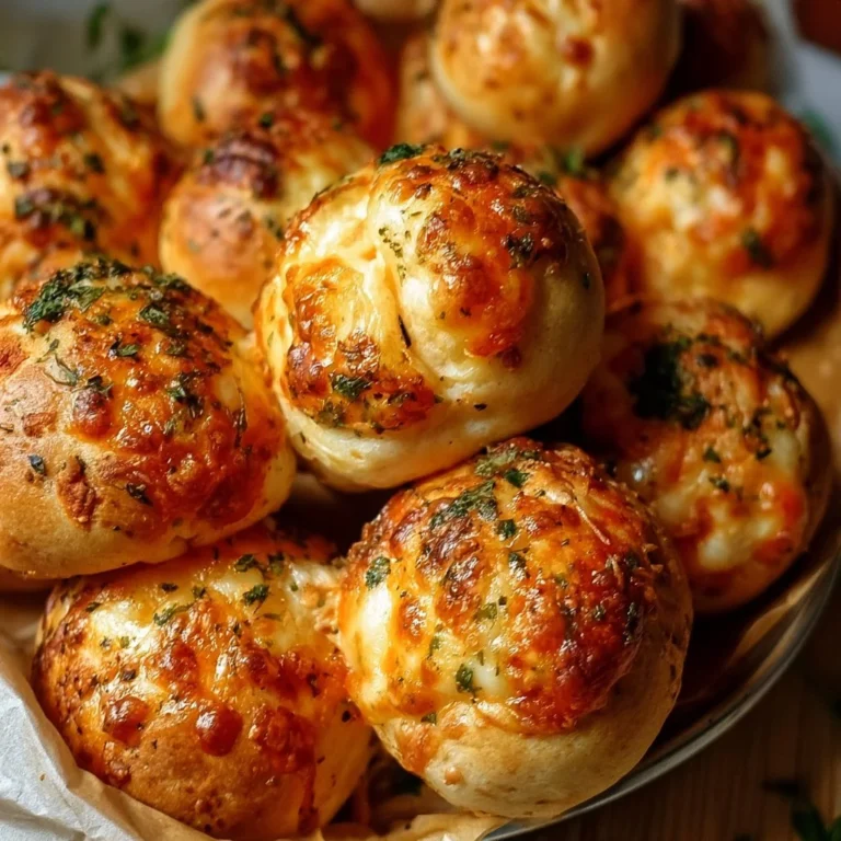 Leckere Pizza Bällchen, serviert auf einem Holzbrett mit frischen Kräutern.