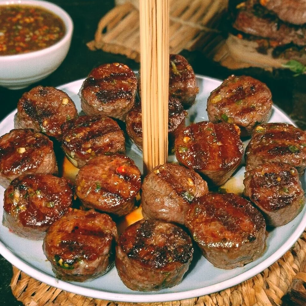 Rinderrouladen vom Grill mit frischen Kräutern auf dem Grillrost