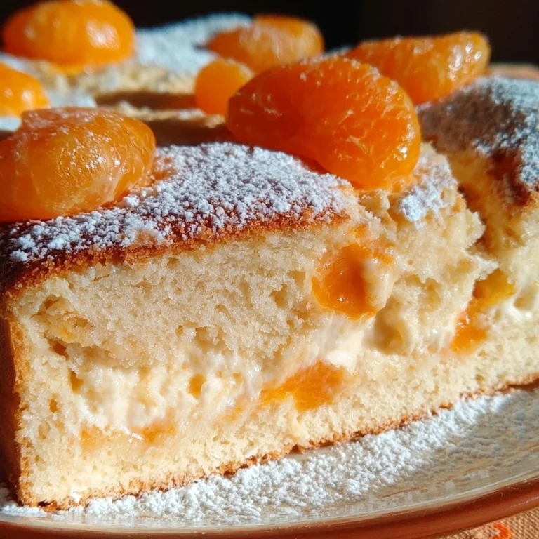 Schmandkuchen vom Blech mit Mandarinen auf einem Backblech serviert