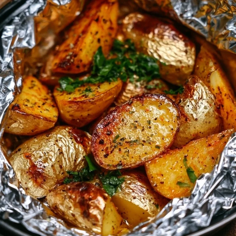 Würzige Grillkartoffeln in Alufolie auf dem Grill zubereitet