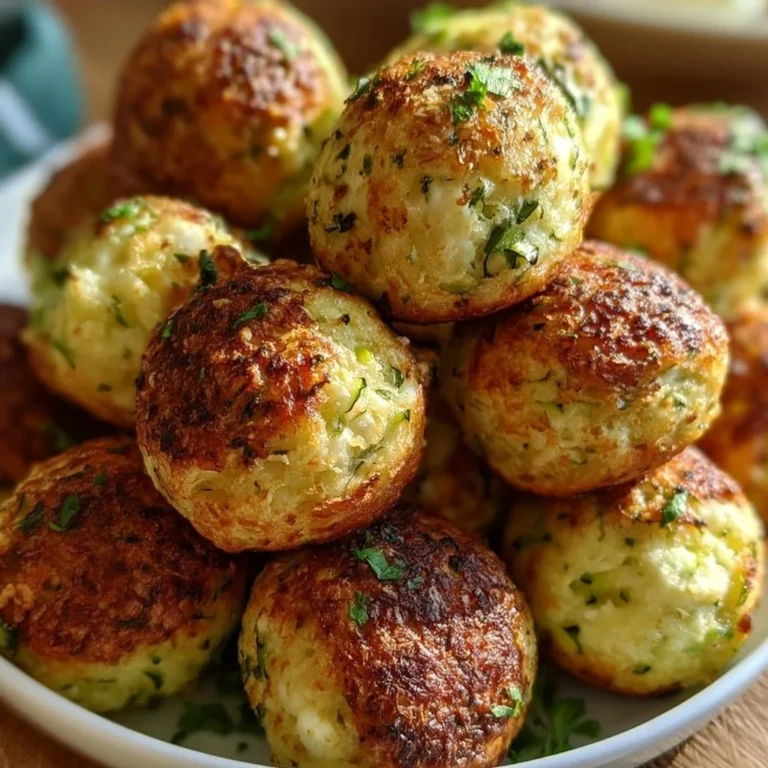 Leckere Zucchini-Feta-Bällchen auf einem Teller serviert
